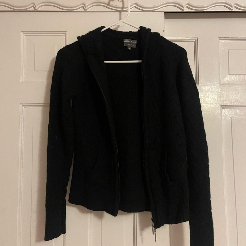 Zip up knitted jacket with hood